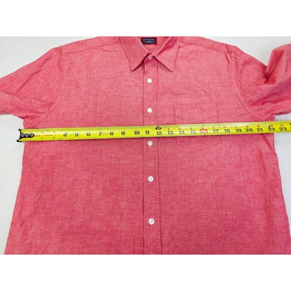 Untuckit Size Large Mens Red Cotton Long Sleeve Hem Logo Tag Pocket Shirt - Picture 3 of 10